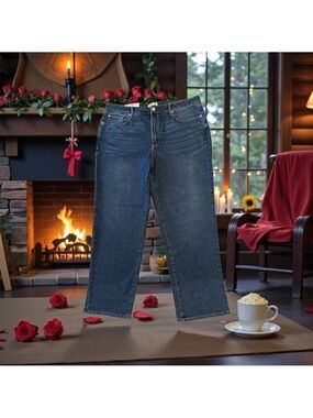 Seven7 Jeans High Rise Loose Straight Womens 16 Blue Distressed Denim NWT NEW
